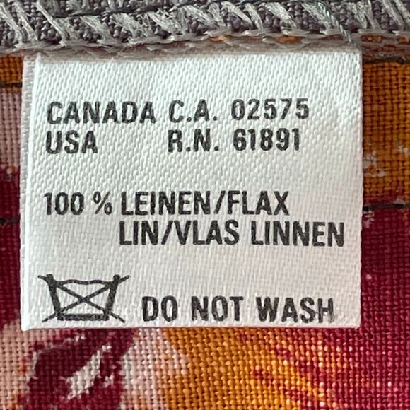 A-Line 100% Linen Midi Skirt Orange Purple Iris Print Button Side Closure Sz 10 - Picture 4 of 7